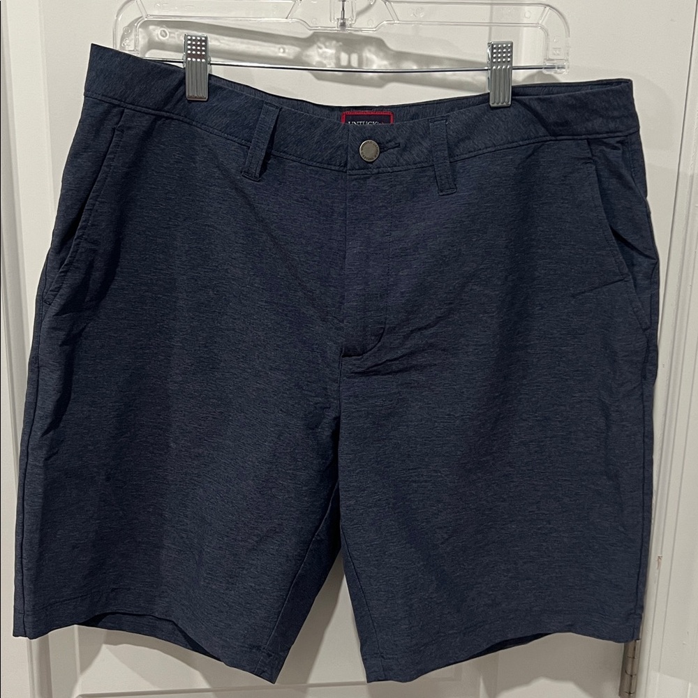 UNTUCKit Navy Blue Flat‎ Front Tech Men's Shorts Size 34